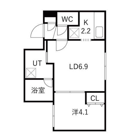 シティプレミア新道東(1LDK/1階)の間取り写真
