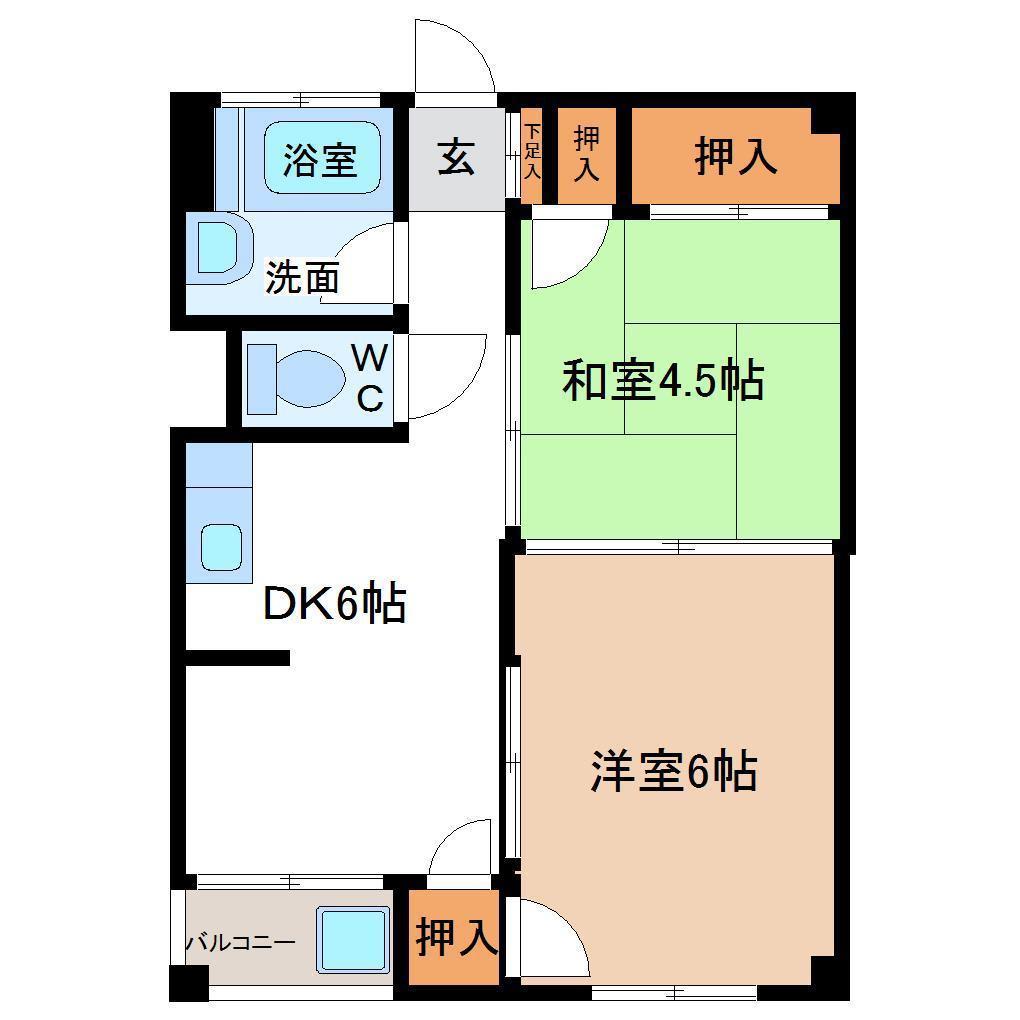 大山ビル(2DK/5階)の間取り写真