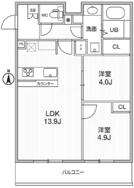 THE PALMS MUSE 新江古田(2LDK/4階)の間取り写真