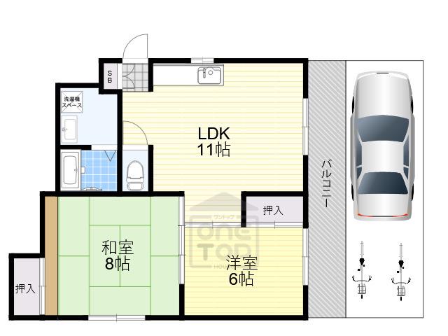 あいのマンション(2LDK/1階)の間取り写真