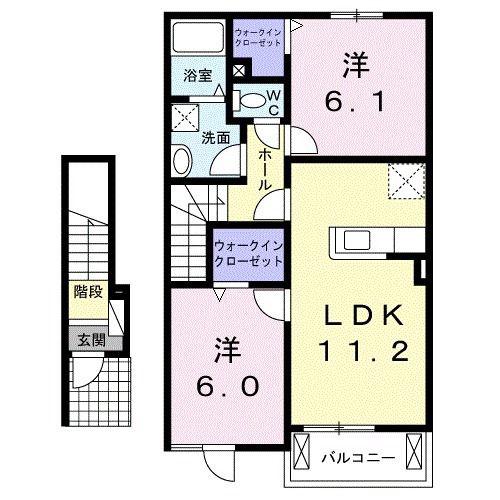 ノーブル(2LDK/2階)の間取り写真