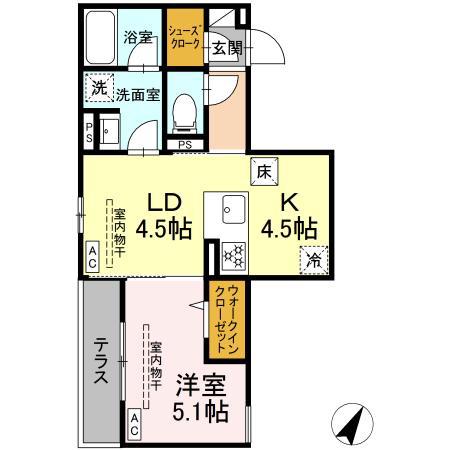 アリアリュクス(1LDK/1階)の間取り写真