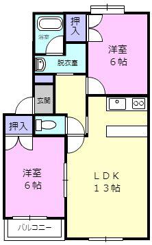 ボヌールナン(2LDK/2階)の間取り写真