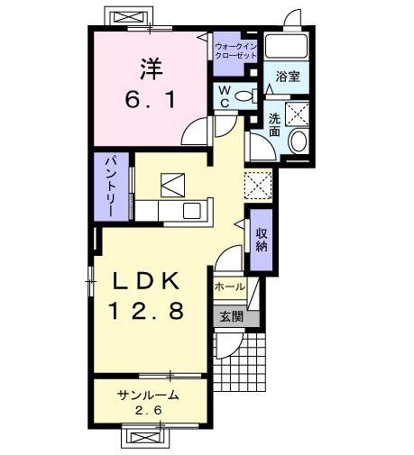 アンクラリス大釜II(1LDK/1階)の間取り写真