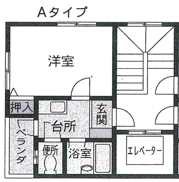 第2シャトーサンショウ(1K/3階)の間取り写真