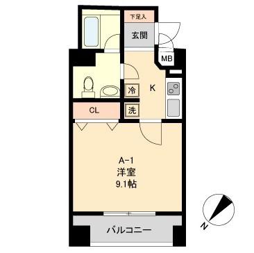 COMODO水天宮レジデンス(1K/5階)の間取り写真