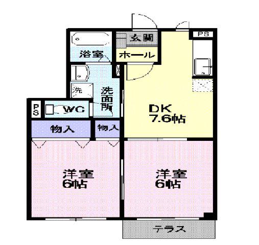 キャンディータフトS(2DK/1階)の間取り写真