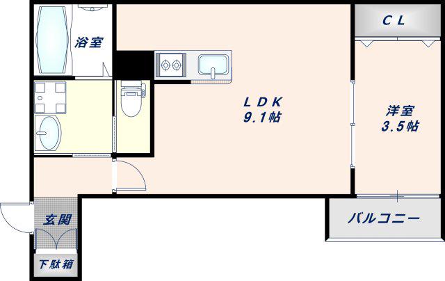 H-MAISON衣摺III(1LDK/1階)の間取り写真