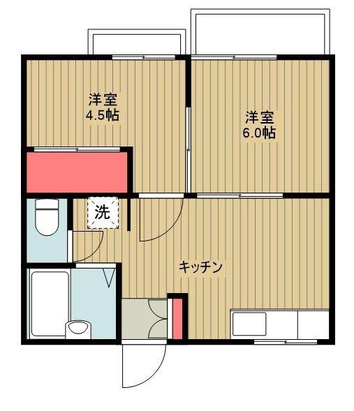 メゾン21(2DK/1階)の間取り写真