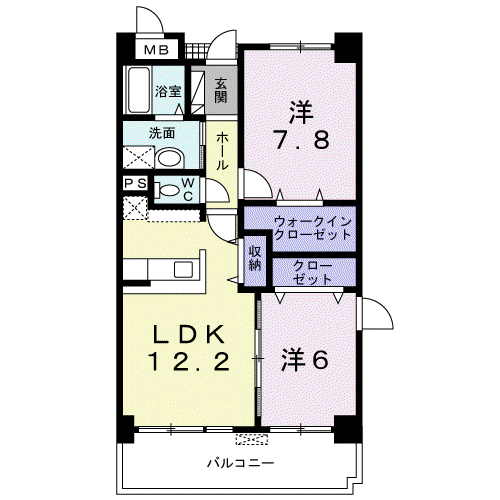 ザ・ウィングS(2LDK/5階)の間取り写真