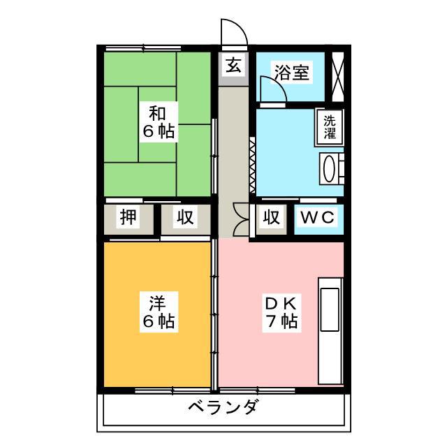 宮尾ハイツ(2DK/3階)の間取り写真