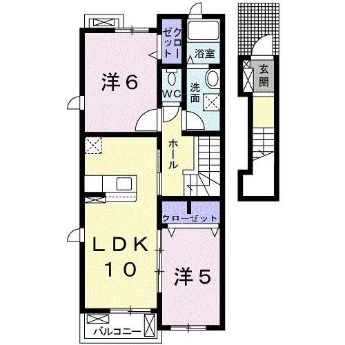 パインツリー盛(2LDK/2階)の間取り写真