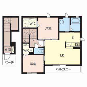 シャーメゾン稲田本町(2LDK/2階)の間取り写真