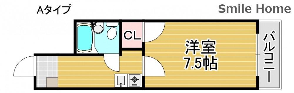 スカイハイツ中加賀屋(1K/7階)の間取り写真