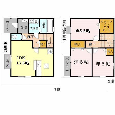 ジュネス辻井(3LDK/1階)の間取り写真