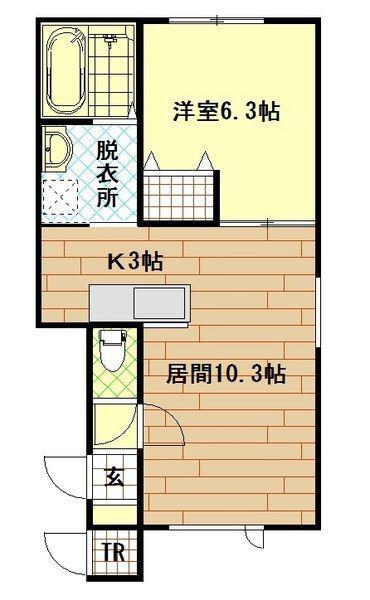 LINO(1LDK/2階)の間取り写真
