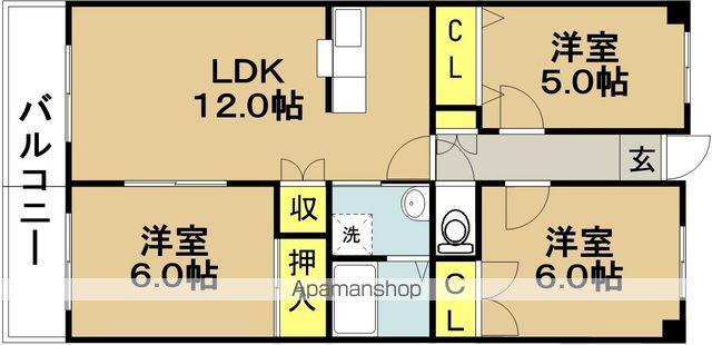 カームプレイス(3LDK/3階)の間取り写真