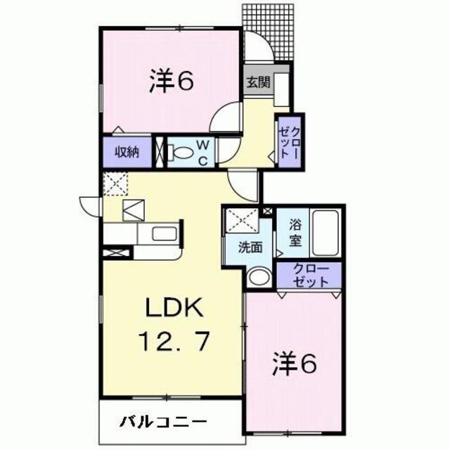 東武伊勢崎線 谷塚駅 徒歩15分 2階建 築18年(2LDK/1階)の間取り写真