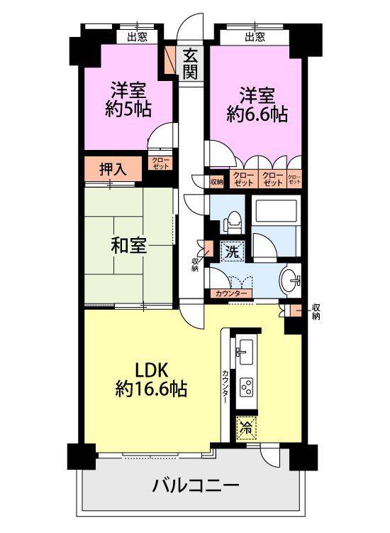 藤和シティホームズ大倉山弐番館(3LDK/4階)の間取り写真
