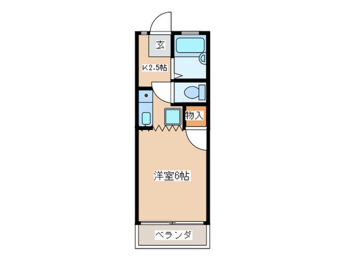 カーサ東海岸(1K/1階)の間取り写真