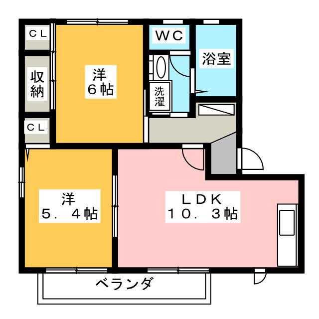 バリュージュ桜台C(2LDK/2階)の間取り写真