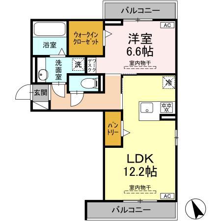 フレアブラーブ(1LDK/2階)の間取り写真