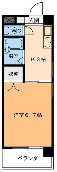 エクシード緑町(1K/4階)の間取り写真