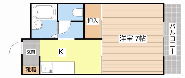 コスモハイツ秦荘A棟(1K/1階)の間取り写真