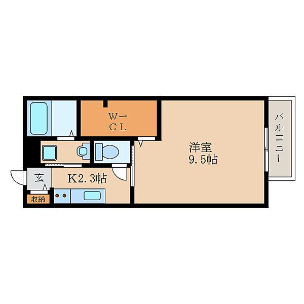 アルカンシェルディス(1K/1階)の間取り写真