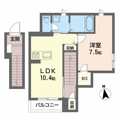 STUDIO A(1LDK/2階)の間取り写真
