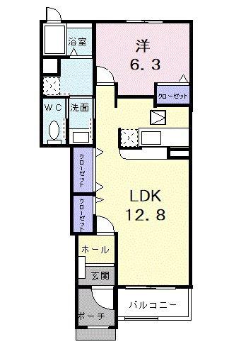 ストロベリーフィールズ(1LDK/1階)の間取り写真