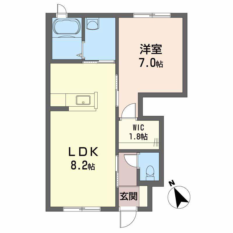 シャーメゾン南沖洲 B棟(1LDK/1階)の間取り写真