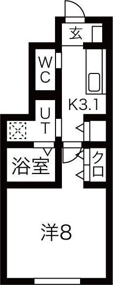 ワンリッチ金ヶ崎B(1K/1階)の間取り写真