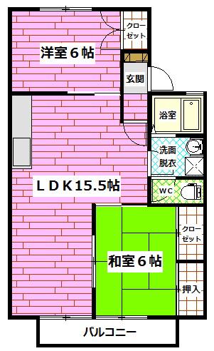 セジュール玉木D棟(2LDK/1階)の間取り写真