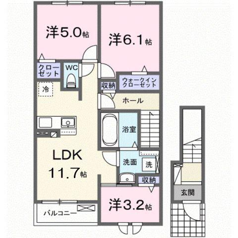 シンシア甲南II(3LDK/2階)の間取り写真