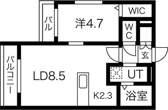 ピカデリー琴似(1LDK/3階)の間取り写真