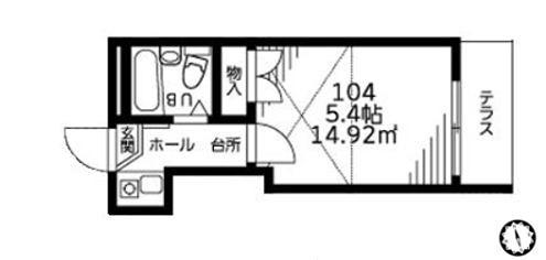 パレス等々力六番館(1K/1階)の間取り写真