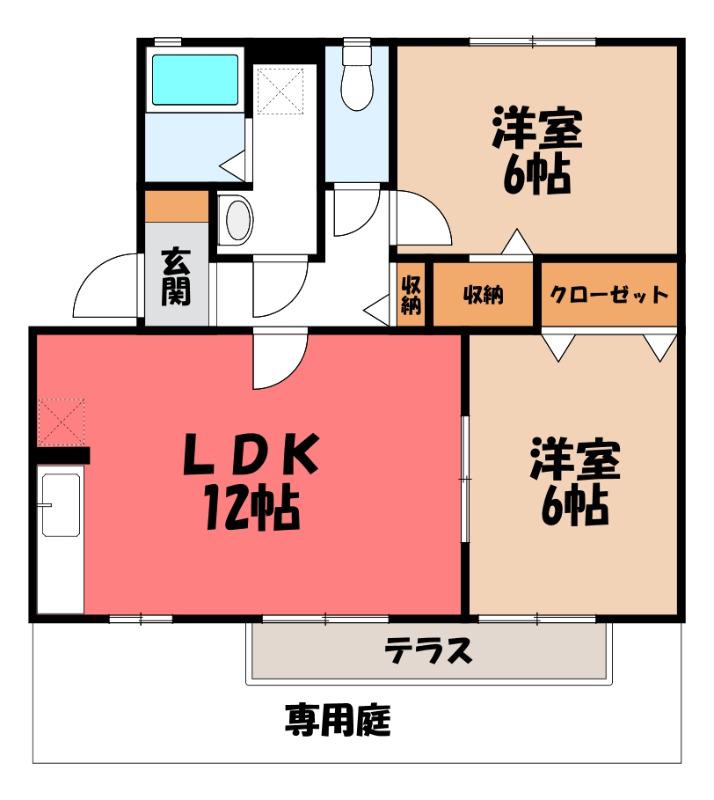 サンセール富士(2LDK/1階)の間取り写真