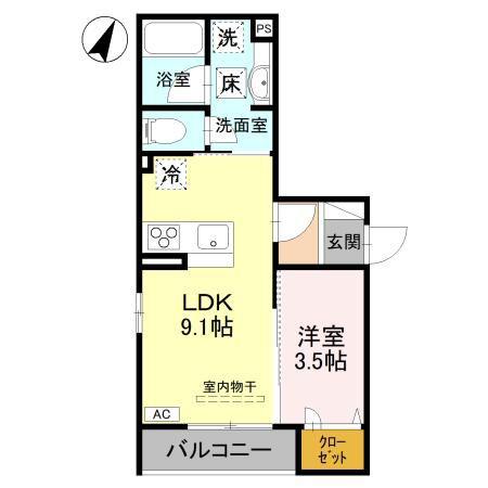 D-GRANDE弥生E(1LDK/1階)の間取り写真