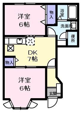 ゼルコヴァ(2DK/1階)の間取り写真