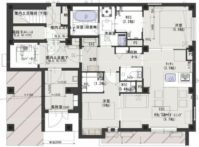 グリーンレジデンス(2LDK/1階)の間取り写真