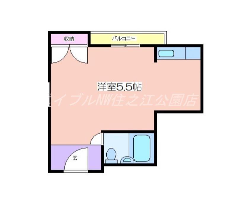 帝塚山ハイツ(ワンルーム/6階)の間取り写真