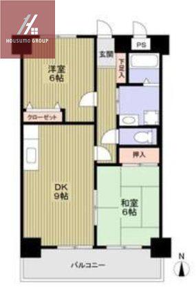 片岡マンションFOUR(2DK/5階)の間取り写真