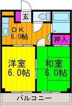 三熊ハイツ渚7号(2DK/1階)の間取り写真