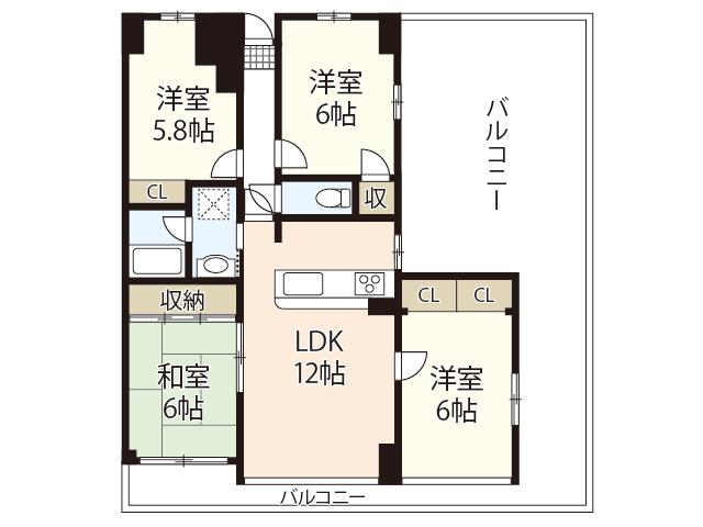 フォーラム牛田南(4LDK/7階)の間取り写真