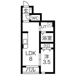 エレシス女川(1LDK/1階)の間取り写真