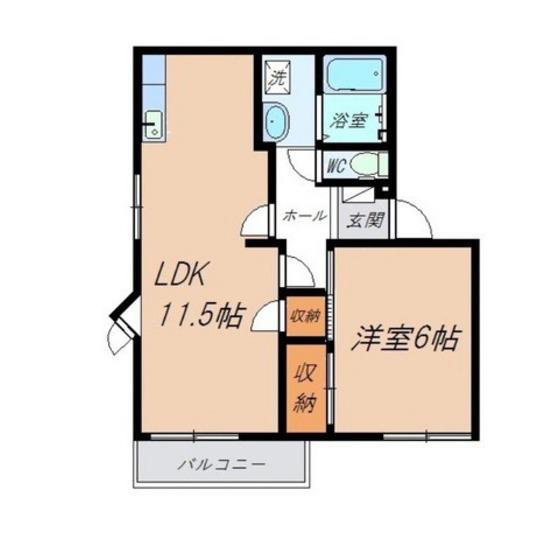 ポンパブランカ A(1LDK/2階)の間取り写真