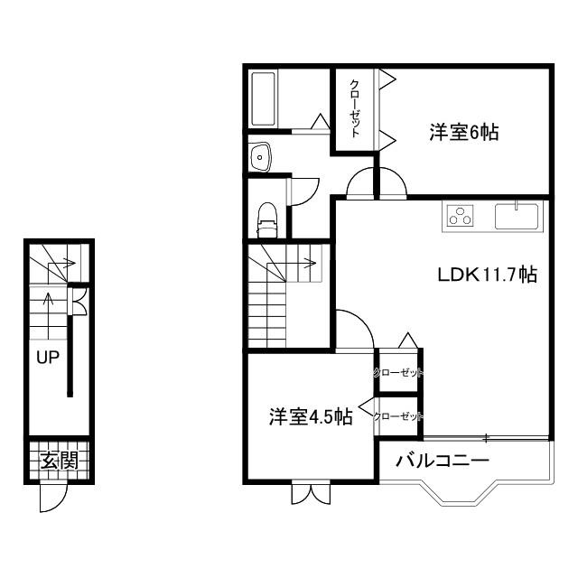 サンライト広町(2LDK/2階)の間取り写真