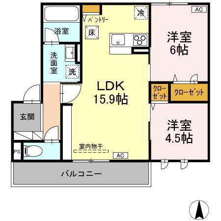 パストラーレ(2LDK/2階)の間取り写真