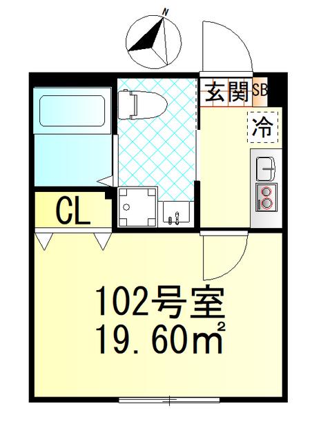 元住吉6世帯(1K/1階)の間取り写真